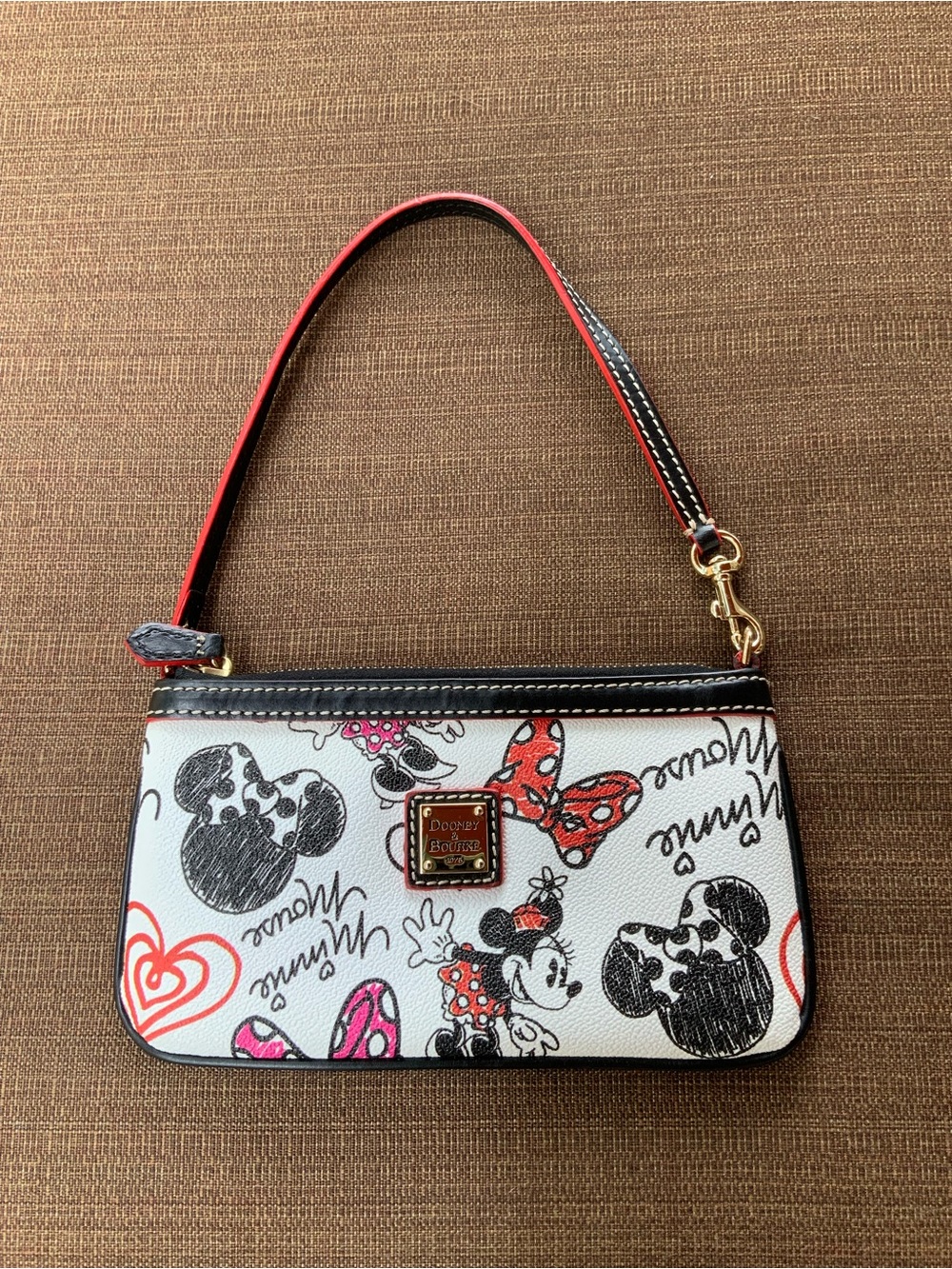 Dooney & Bourke White Minnie Mouse Print Wristlet or Mini Handbag